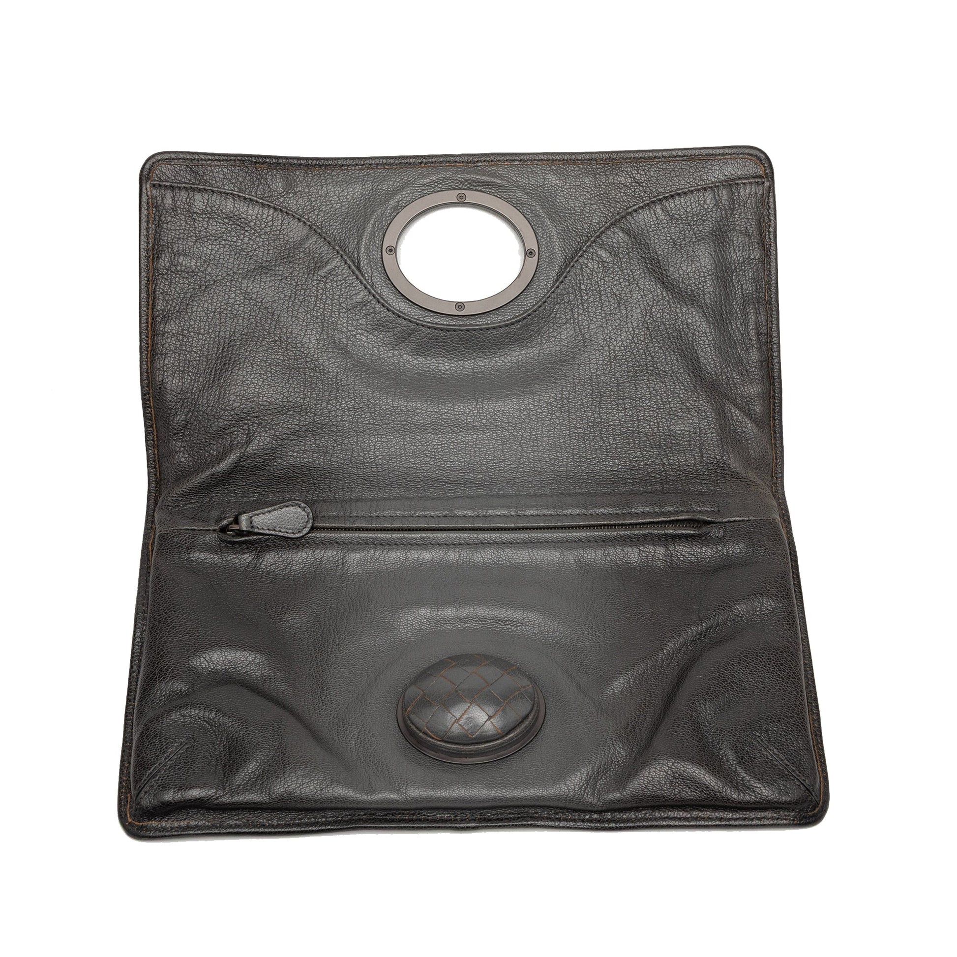 Bottega Veneta Leather Turn Lock Clutch