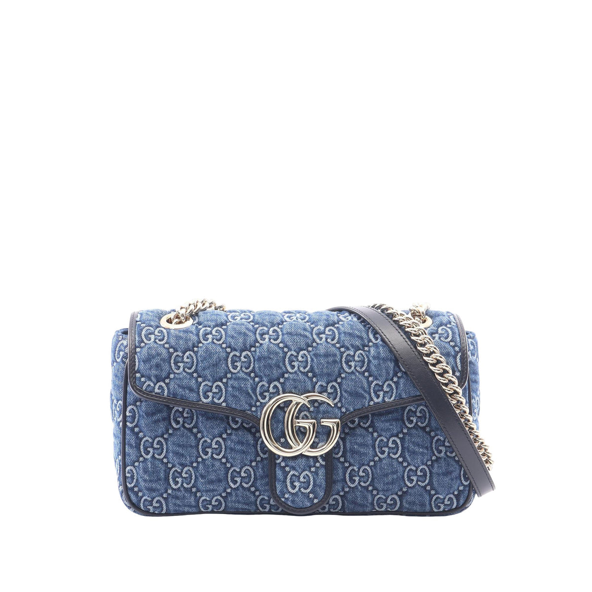 Gucci Medium GG Marmont Matelasse Denim Shoulder Bag