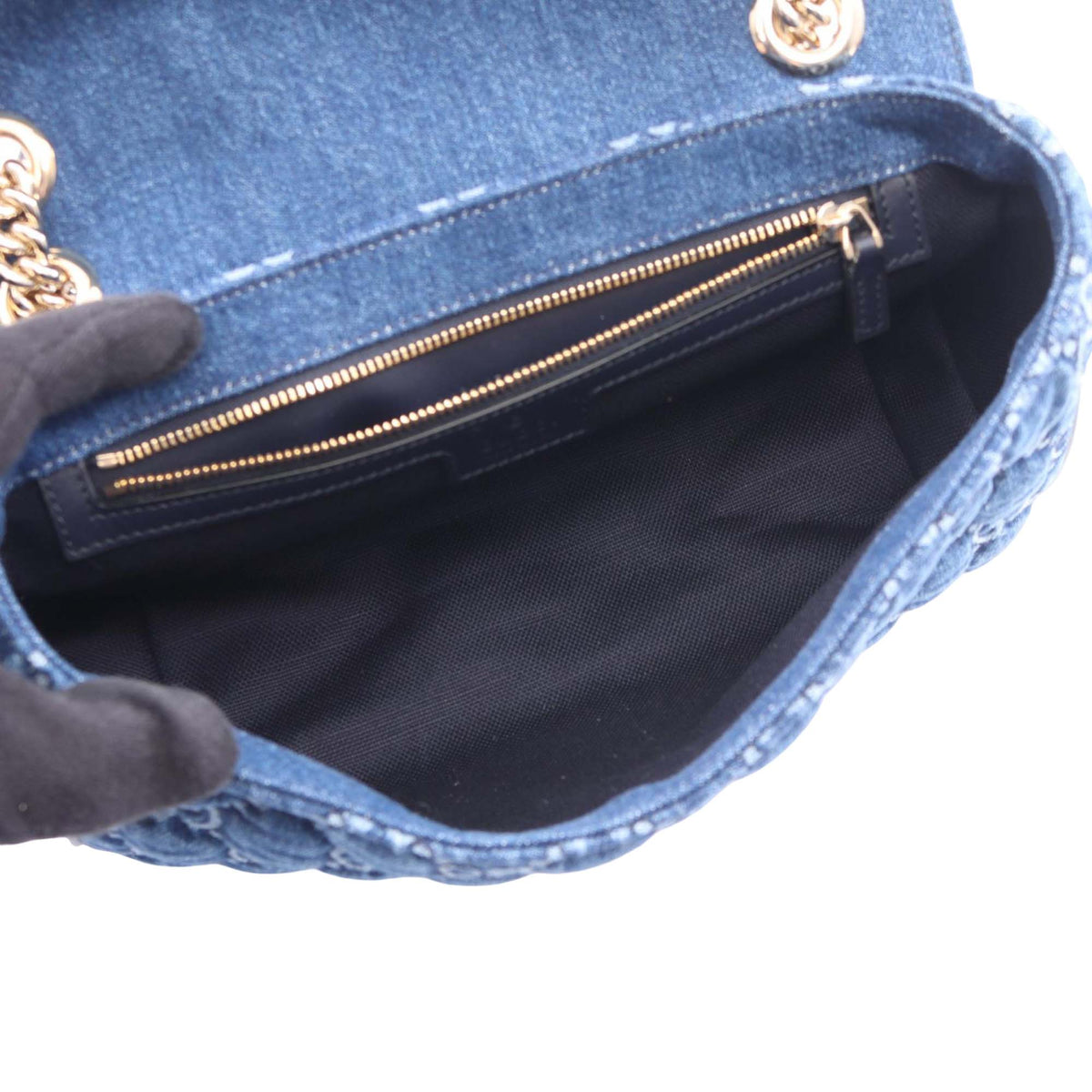 Gucci Medium GG Marmont Matelasse Denim Shoulder Bag