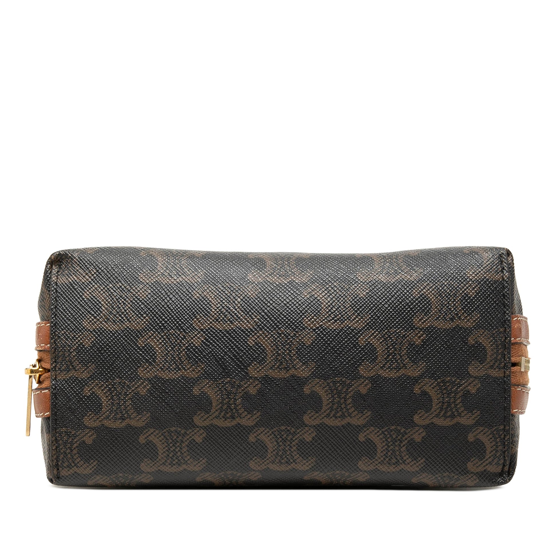 Celine Triomphe Coated Canvas Embroidered Logo Clutch On Chain