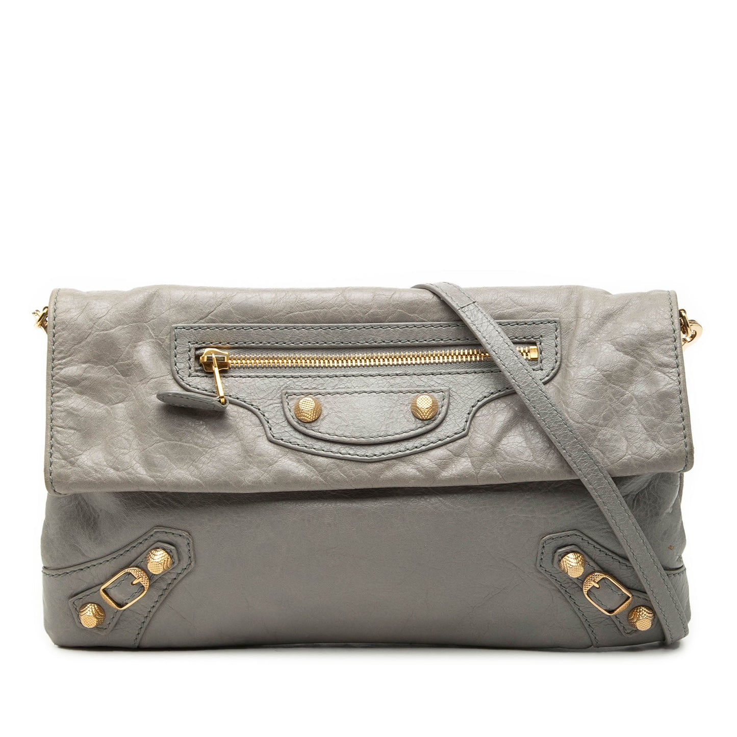 Balenciaga Lambskin Motocross Giant 12 Envelope Clutch With Strap