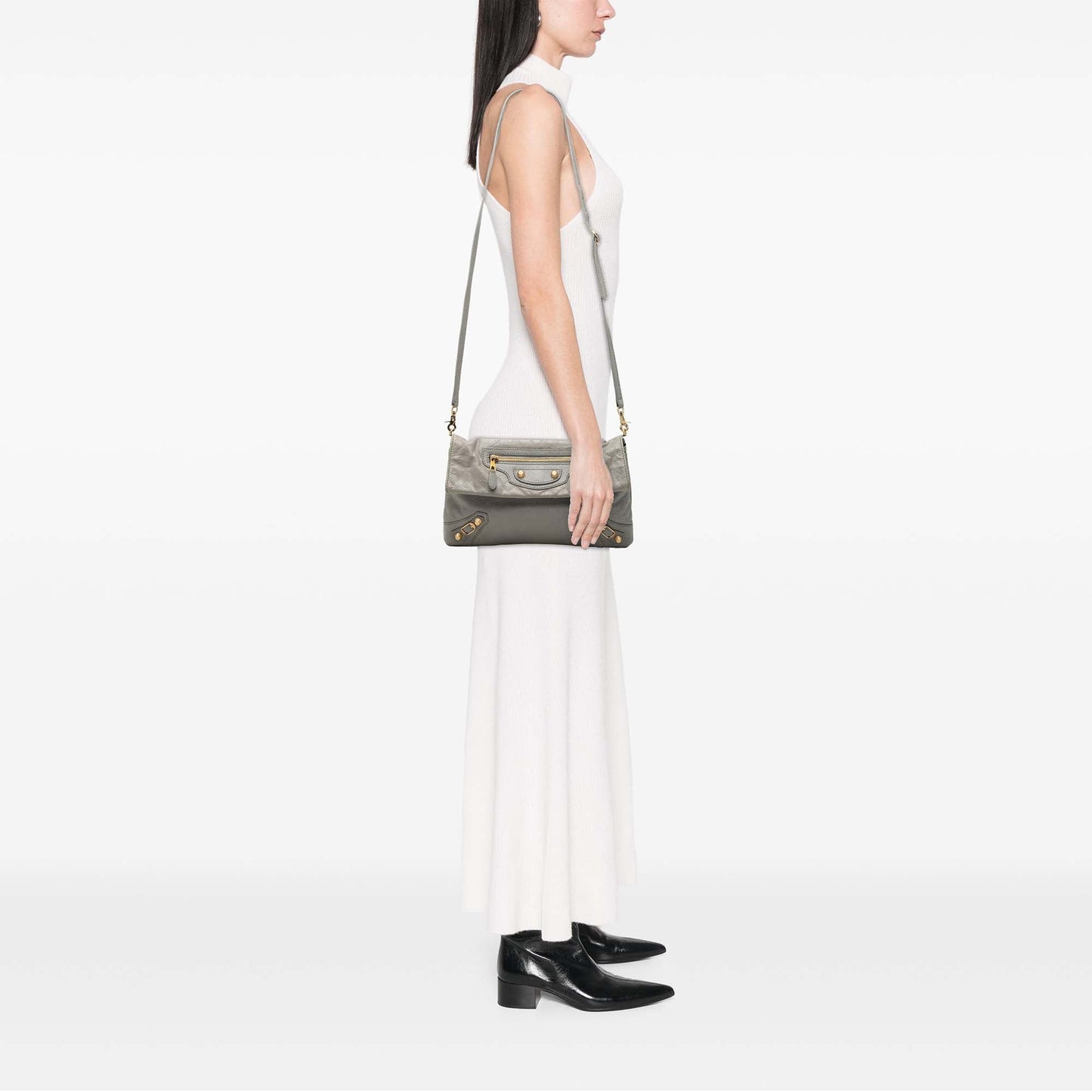 Balenciaga Lambskin Motocross Giant 12 Envelope Clutch With Strap