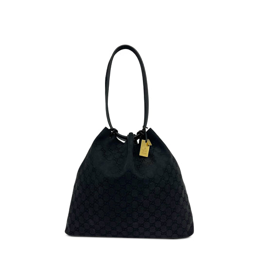Gucci GG Canvas Ring Handle Shoulder Bag — Black