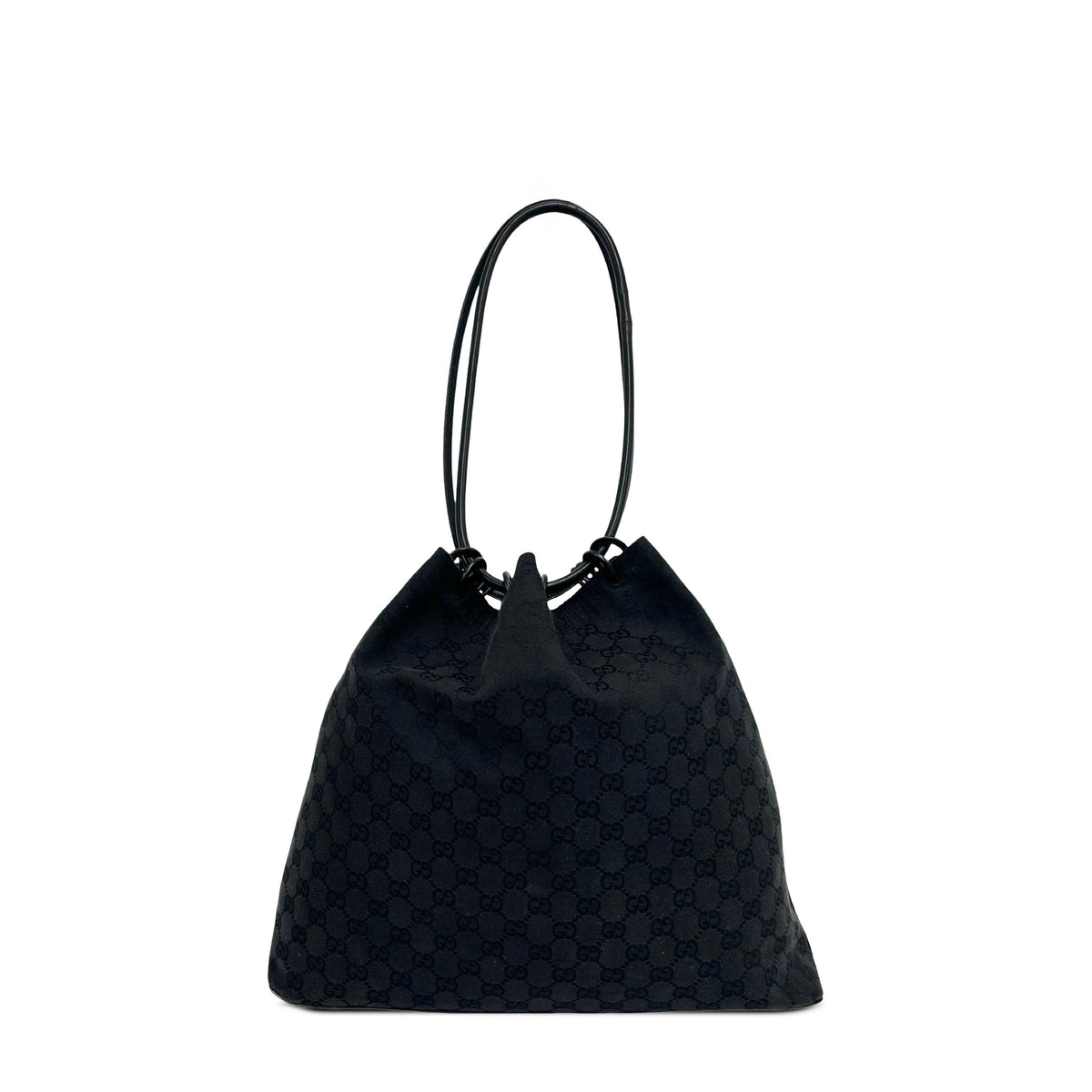 Gucci GG Canvas Ring Handle Shoulder Bag — Black