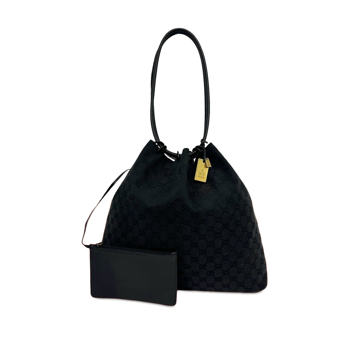 Gucci GG Canvas Ring Handle Shoulder Bag — Black
