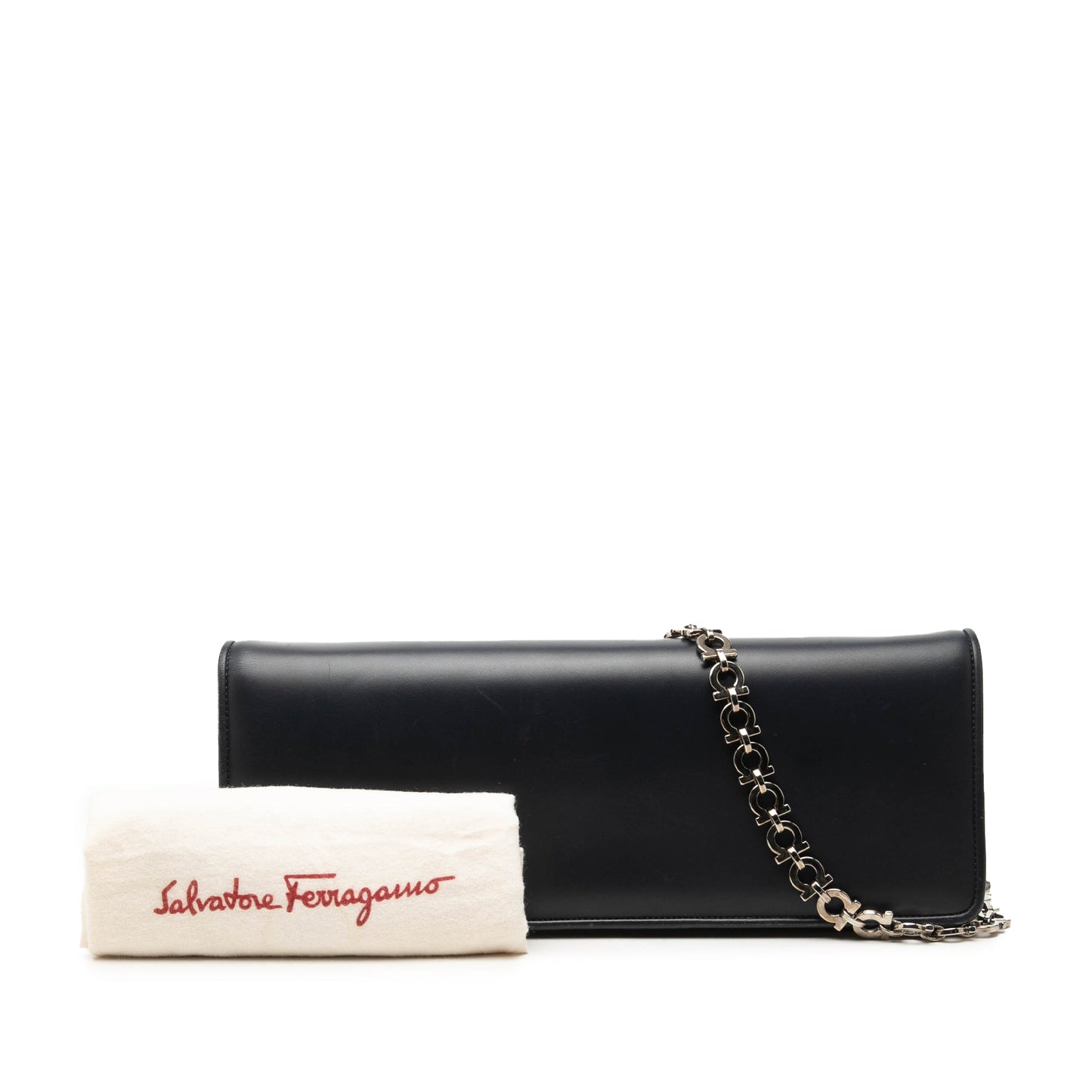 Ferragamo Smooth Calfskin Clutch with Chain