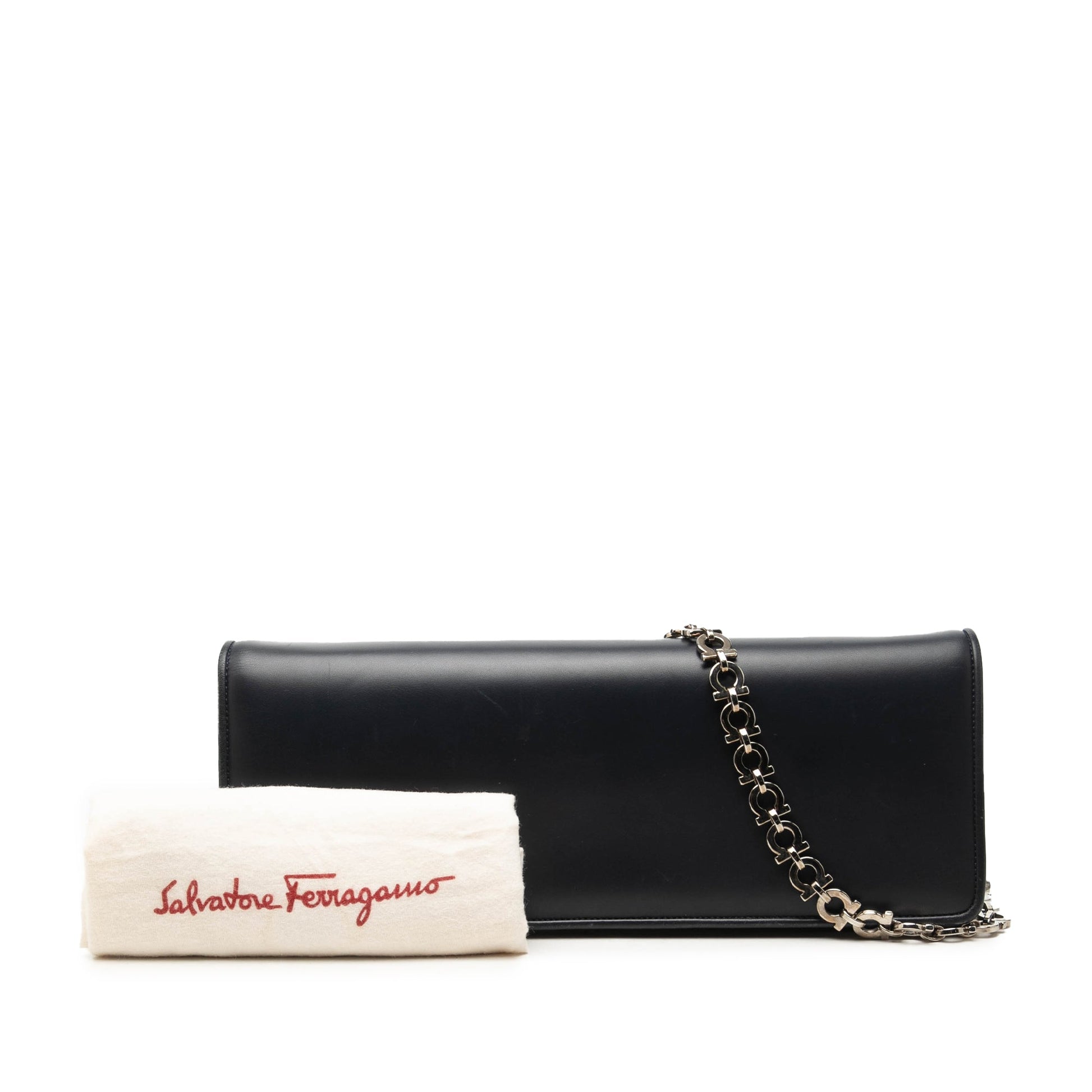 Ferragamo Smooth Calfskin Clutch with Chain