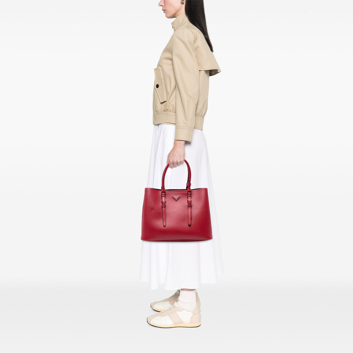 Prada Medium Saffiano Cuir Double Handle Satchel