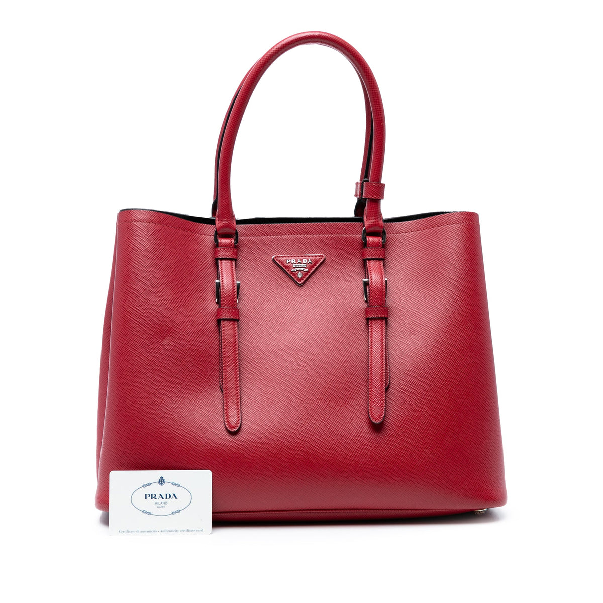 Prada Medium Saffiano Cuir Double Handle Satchel