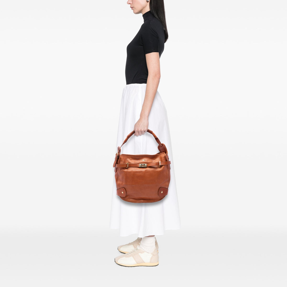 Burberry Pebbled Leather Turn Lock Tote