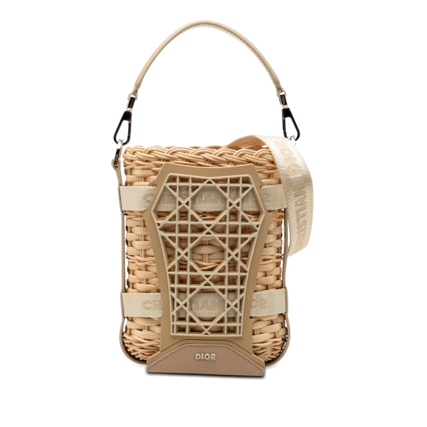 Dior Raffia and Leather Sahara Wicker Basket Bucket Bag