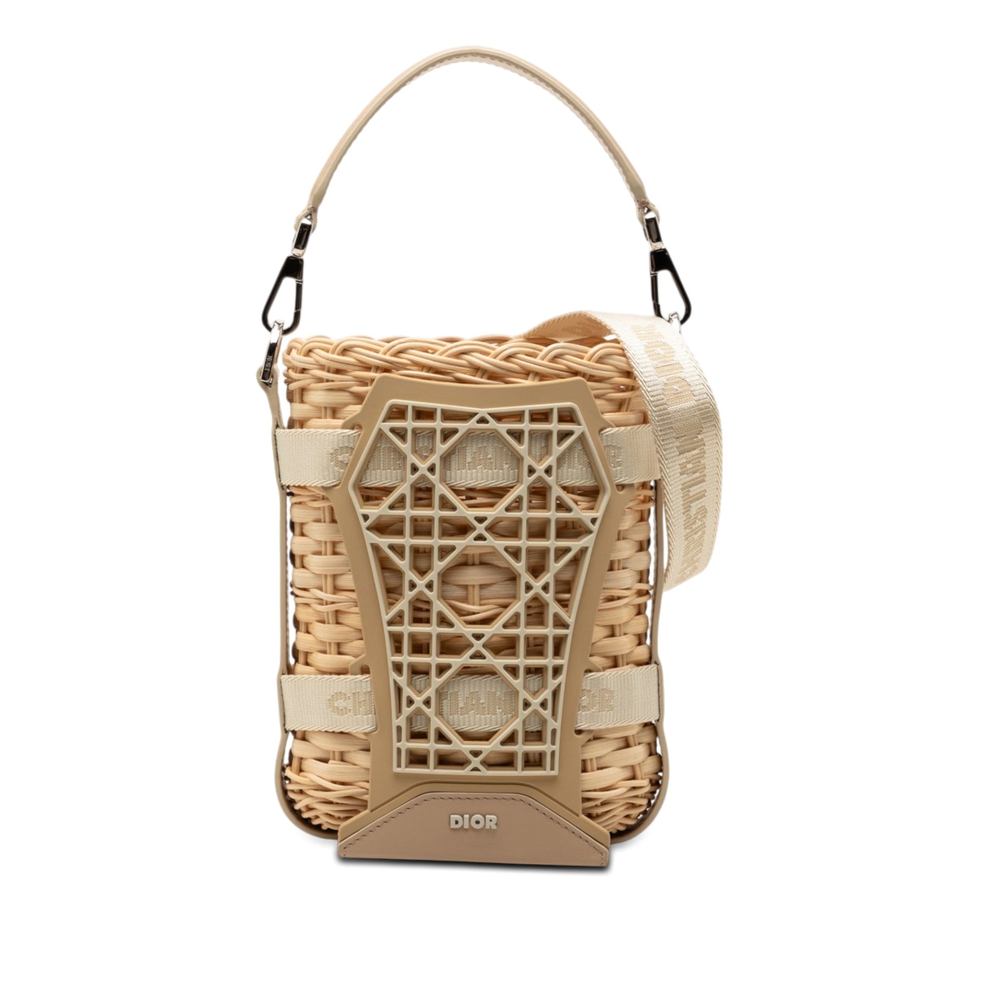 Dior Raffia and Leather Sahara Wicker Basket Bucket Bag