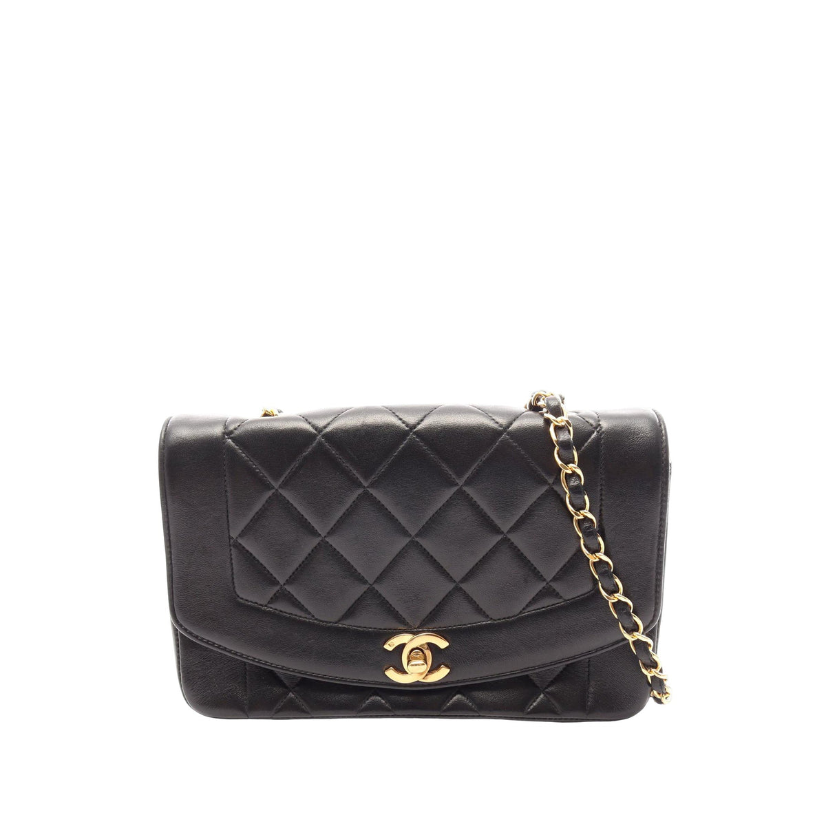 Chanel Small Lambskin Diana Flap — Black
