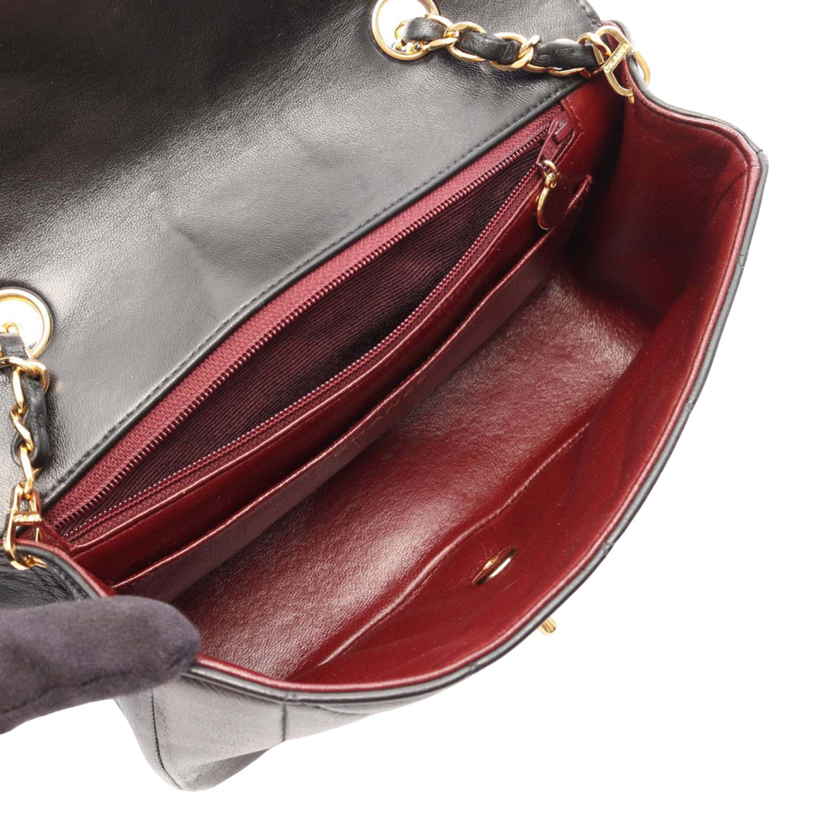 Chanel Small Lambskin Diana Flap — Black