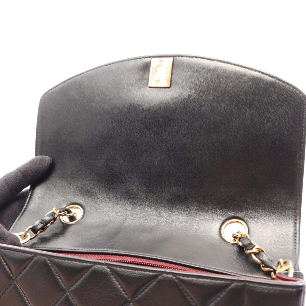 Chanel Small Lambskin Diana Flap — Black