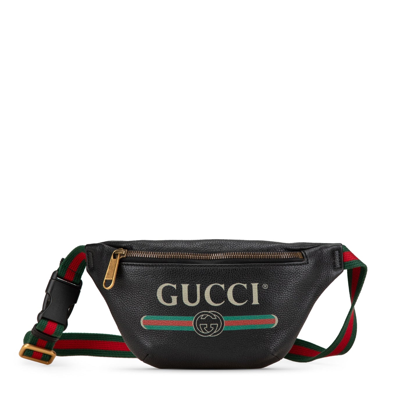 Gucci Small Grained Calfskin Web Logo Belt Bag