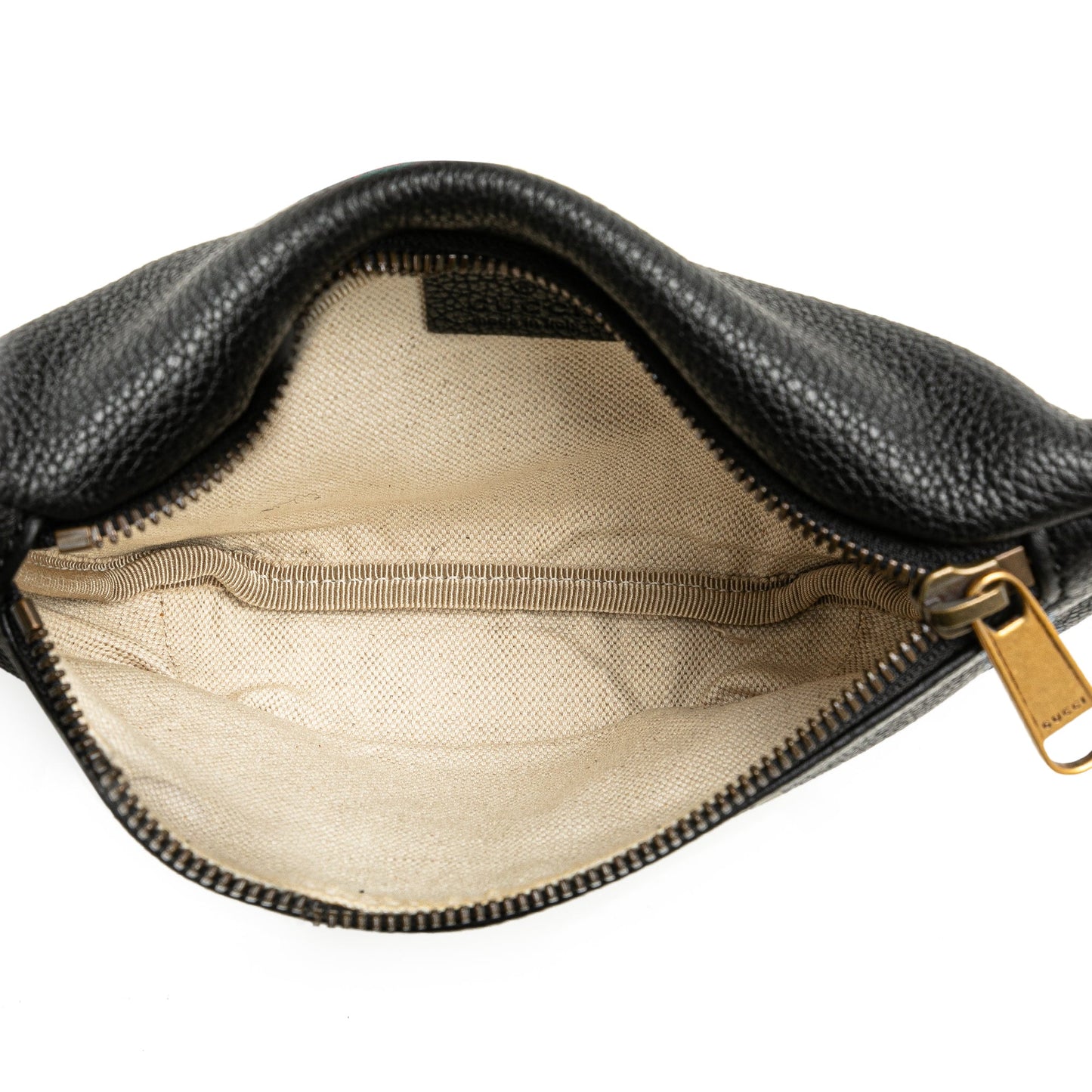 Gucci Small Grained Calfskin Web Logo Belt Bag