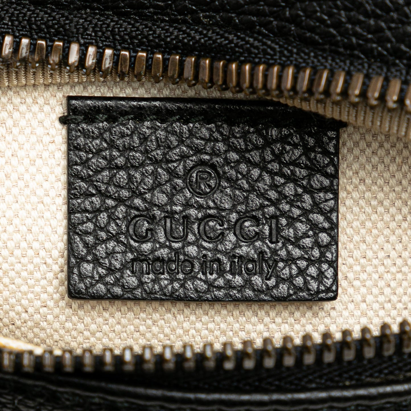 Gucci Small Grained Calfskin Web Logo Belt Bag