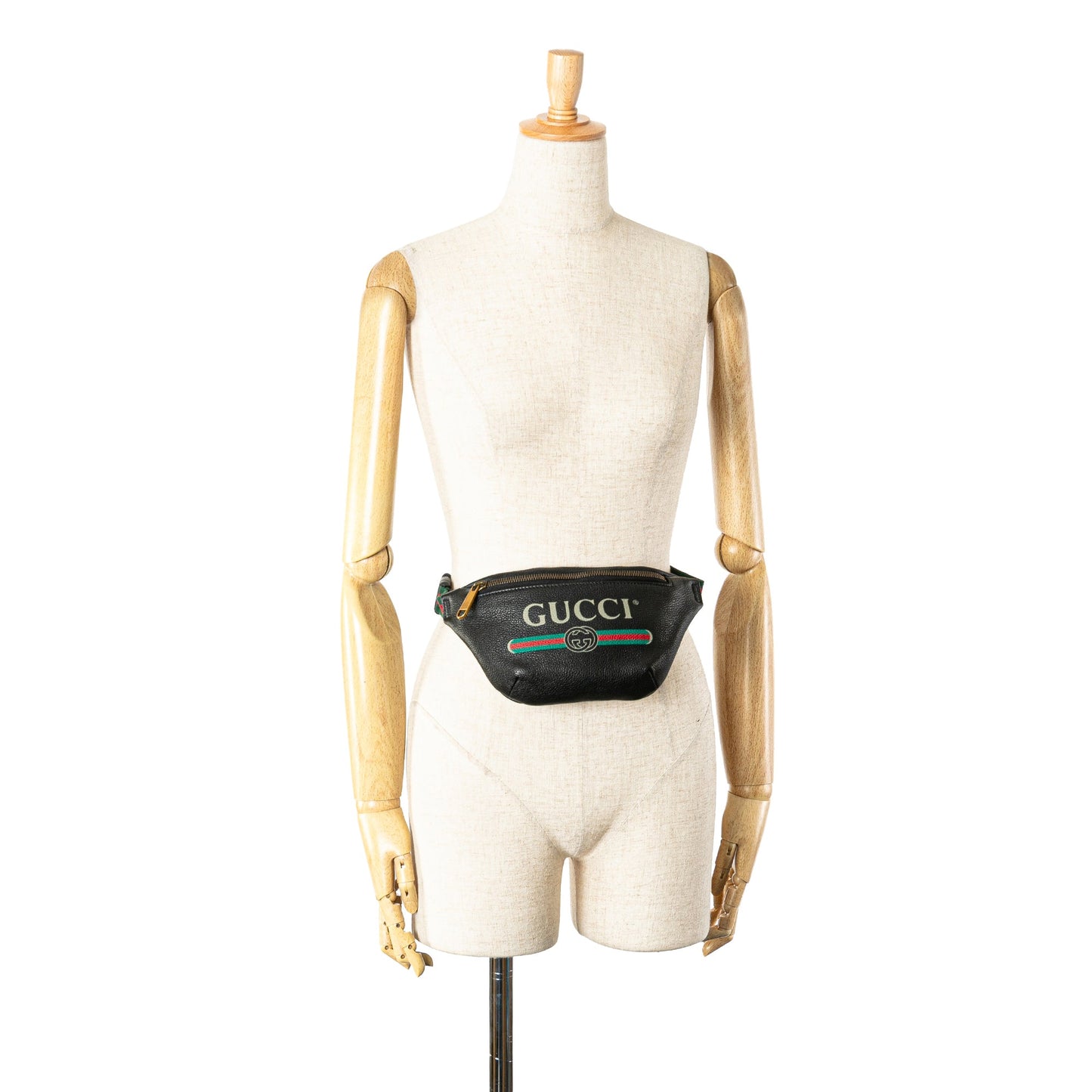 Gucci Small Grained Calfskin Web Logo Belt Bag