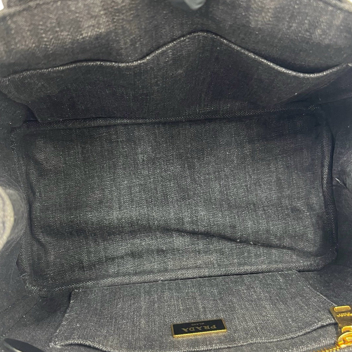 Prada Small Denim Canapa Logo Tote