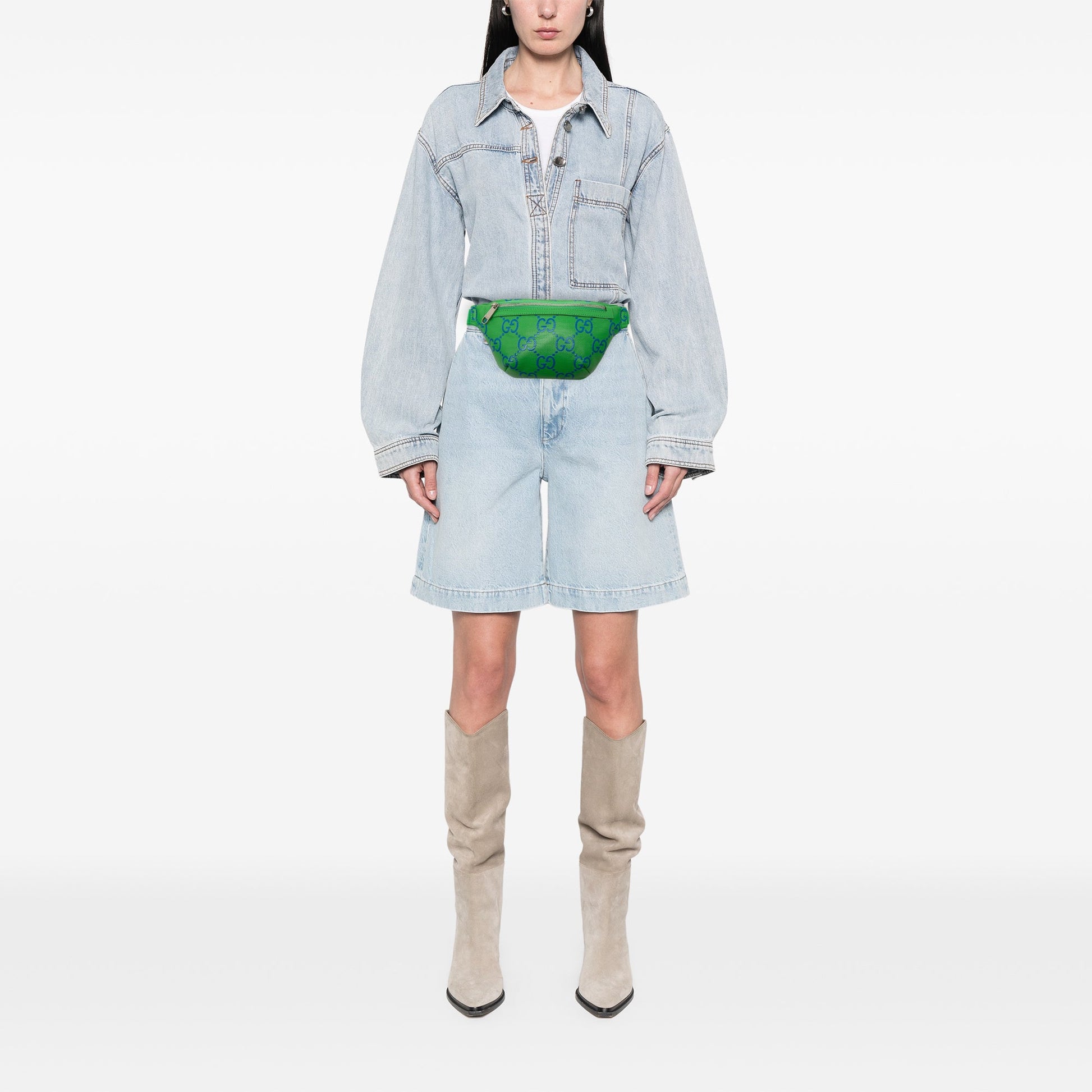 Gucci Bicolor GG Embossed Perforated Calfskin Belt Bag