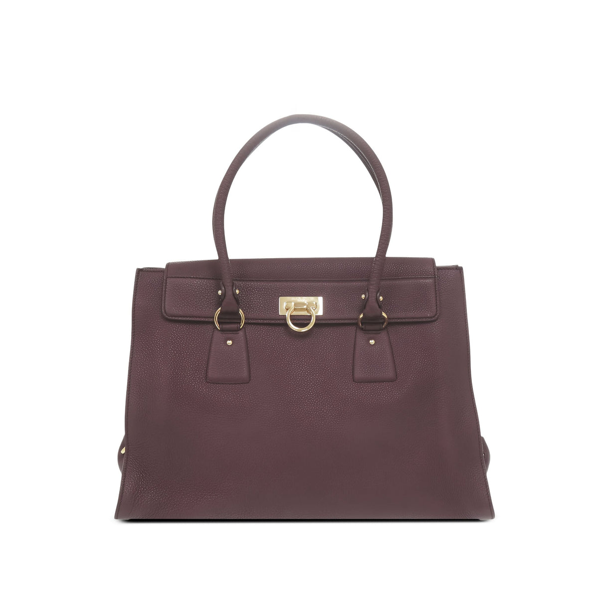 Ferragamo Leather Gancini Handbag — Purple