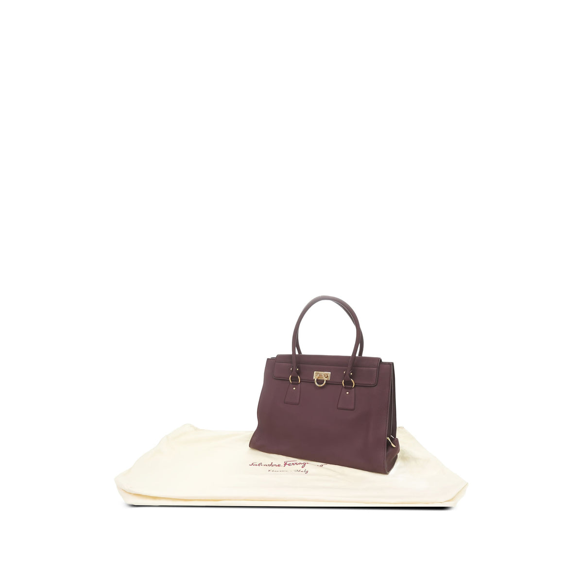 Ferragamo Leather Gancini Handbag — Purple