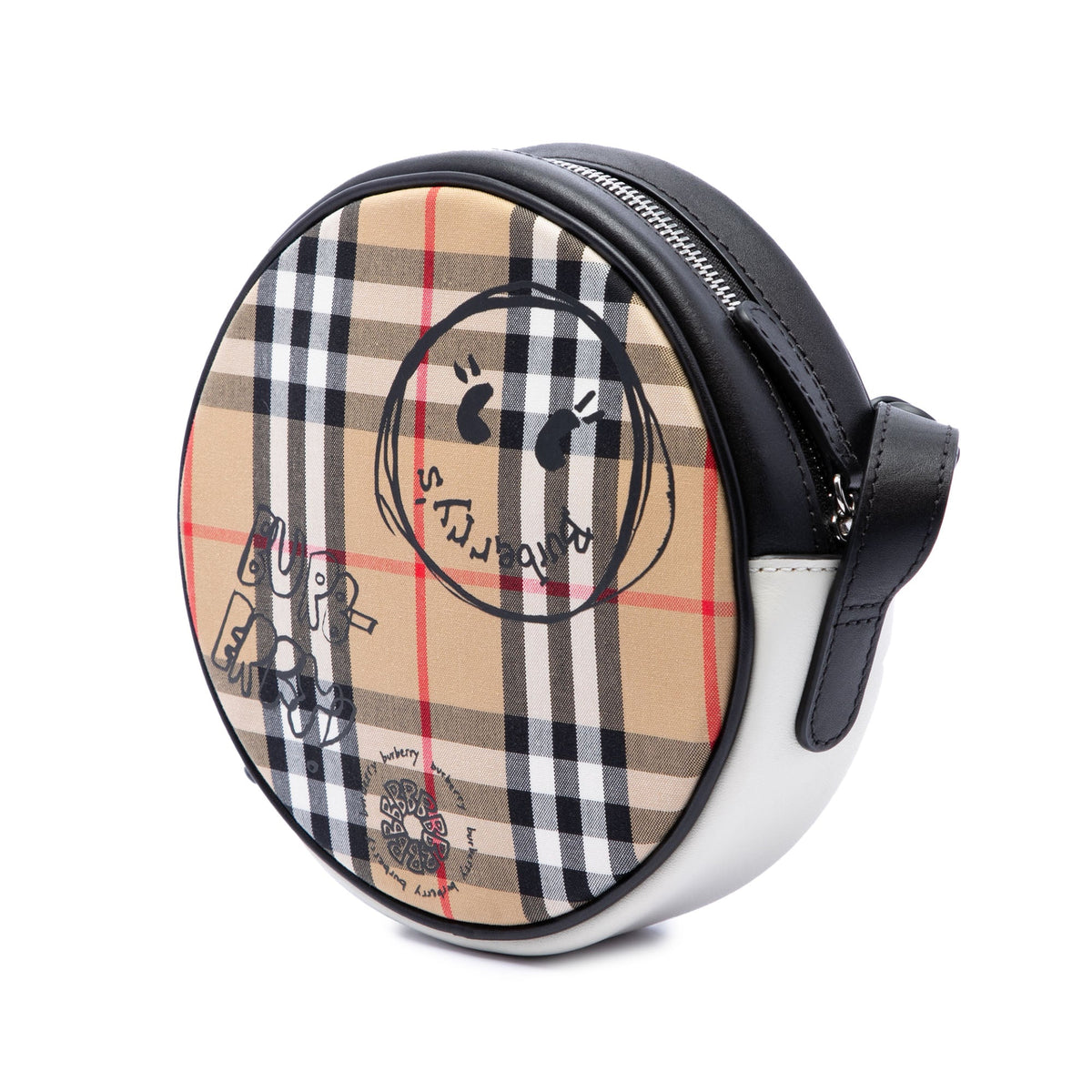 Burberry House Check Canvas and Calfskin Cartoon Print Round Crossbody