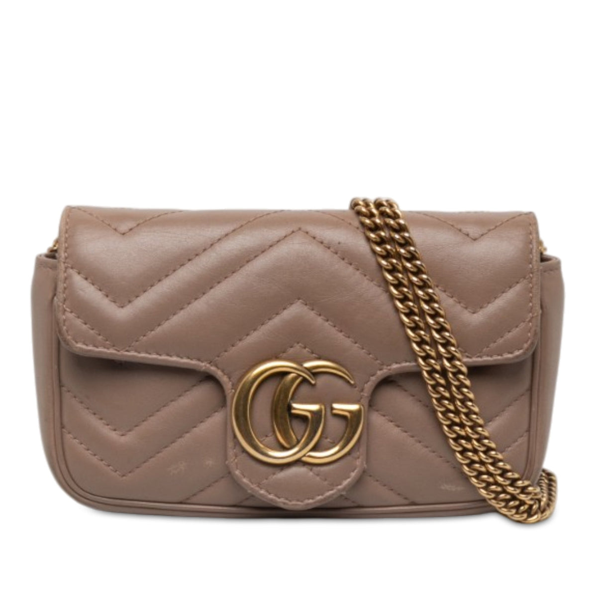 Gucci Mini GG Marmont Matelasse Leather Flap Crossbody — Brown
