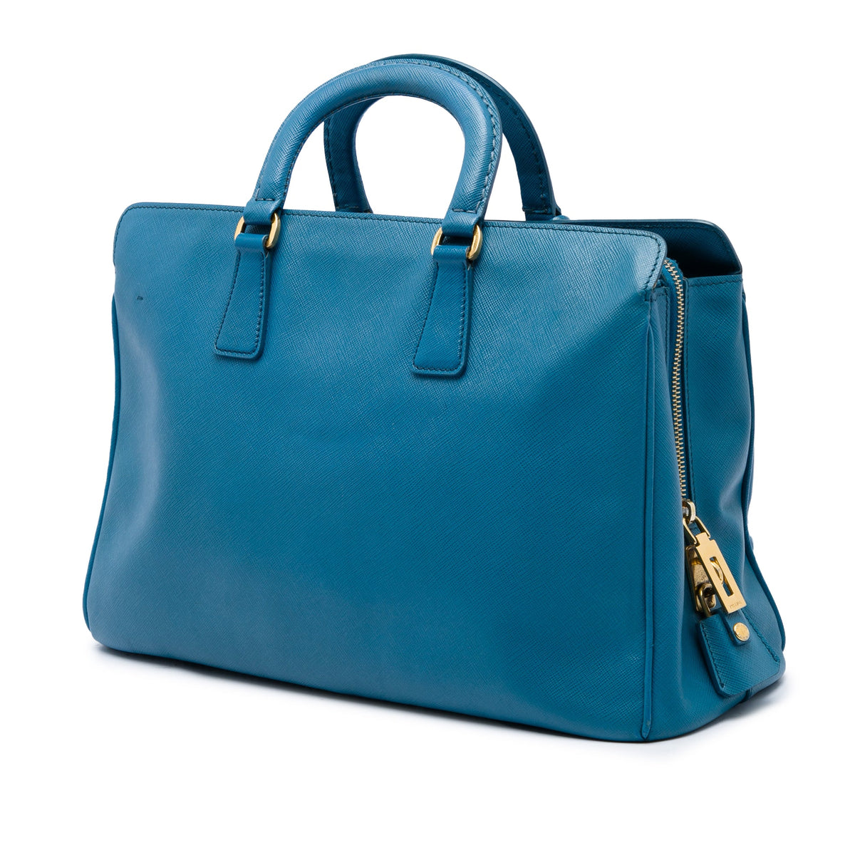 Prada Medium Saffiano Lux Zip Tote — Blue