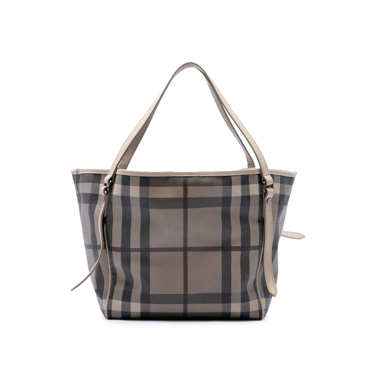 Burberry Small Smoke Check Coated Canvas Canterbury Tote — Gray