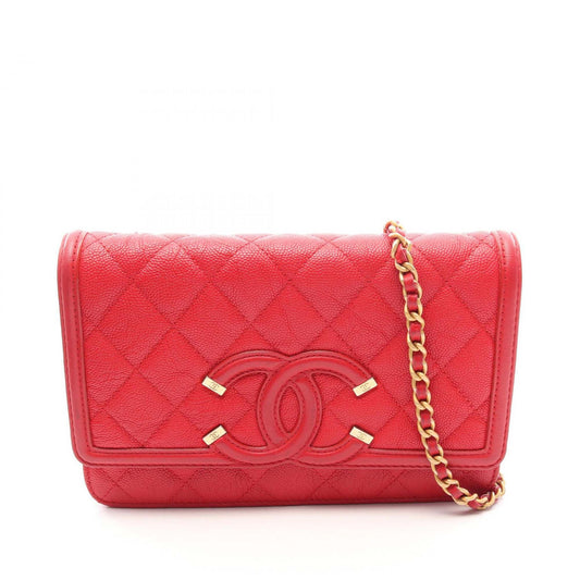 Chanel Caviar CC Filigree Wallet On Chain