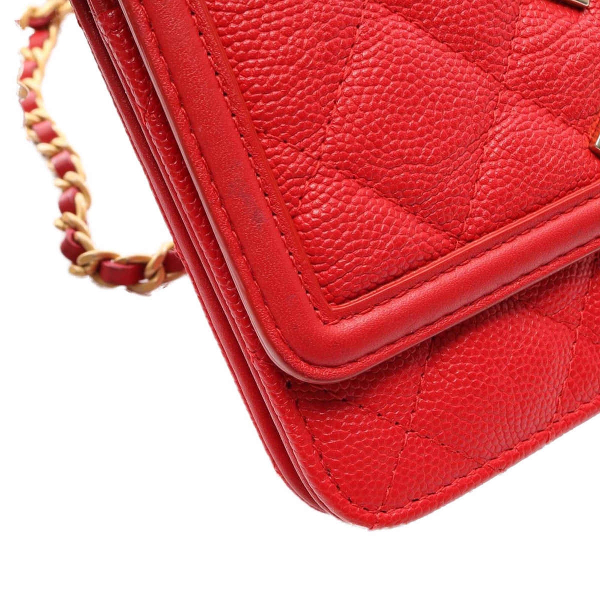 Chanel Caviar CC Filigree Wallet On Chain