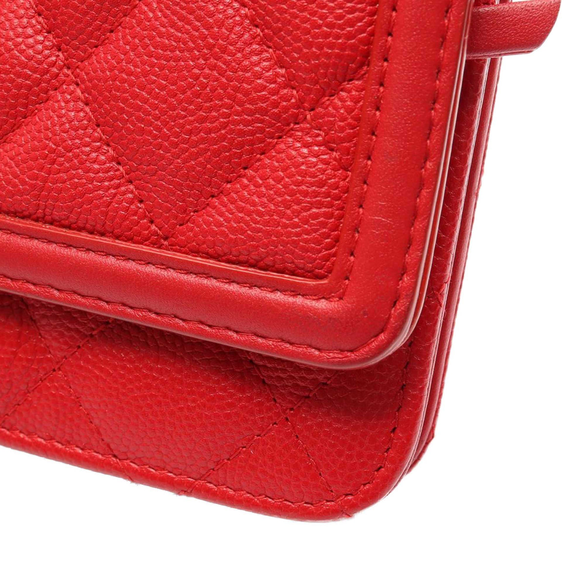 Chanel Caviar CC Filigree Wallet On Chain