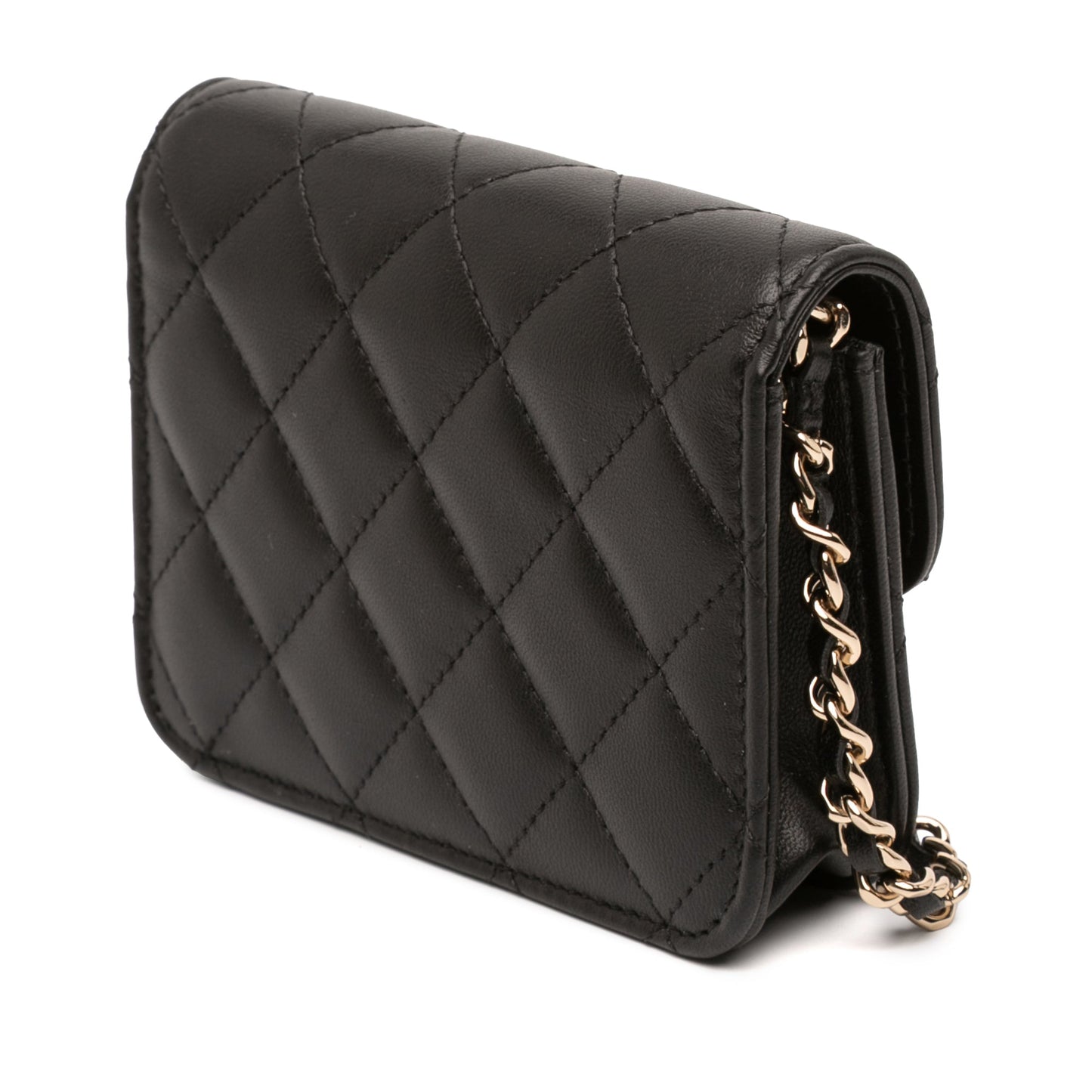 Chanel CC Quilted Lambskin Strass Clutch With Chain