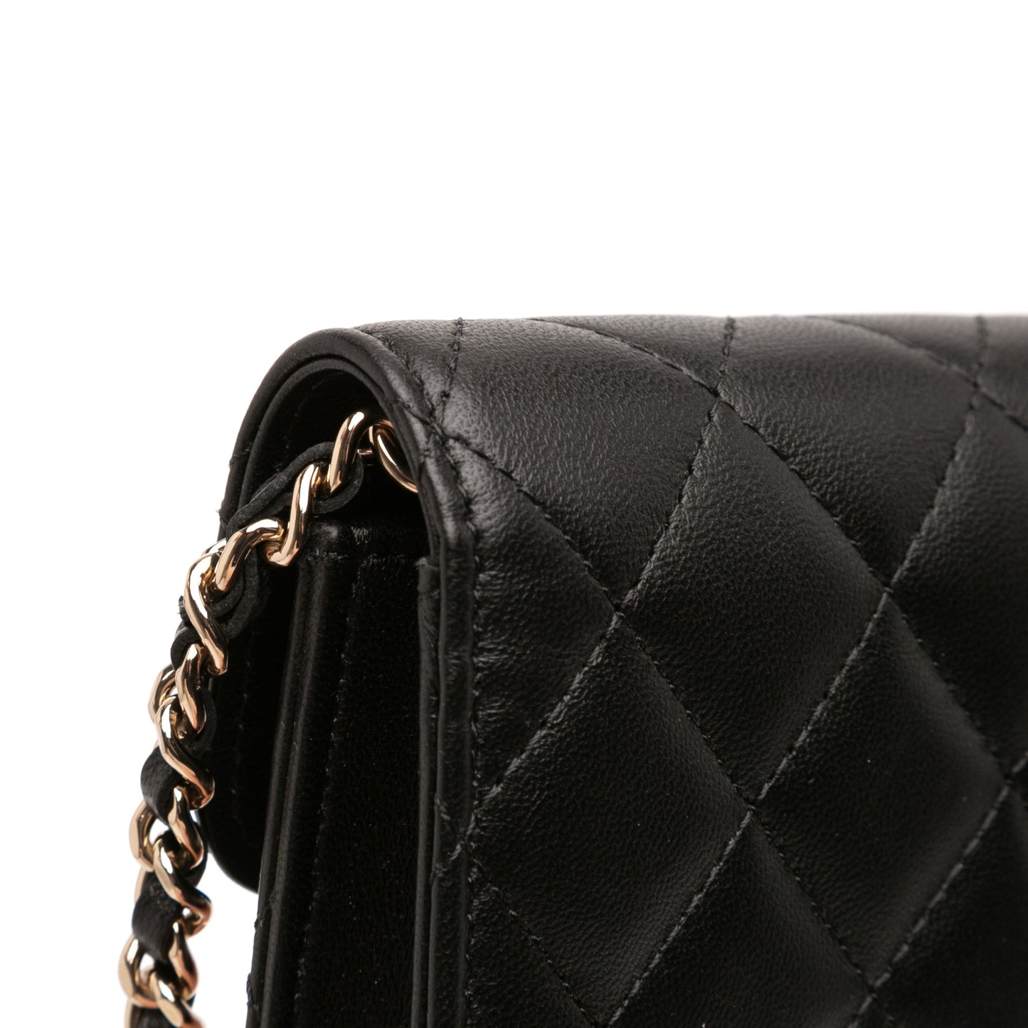 Chanel CC Quilted Lambskin Strass Clutch With Chain