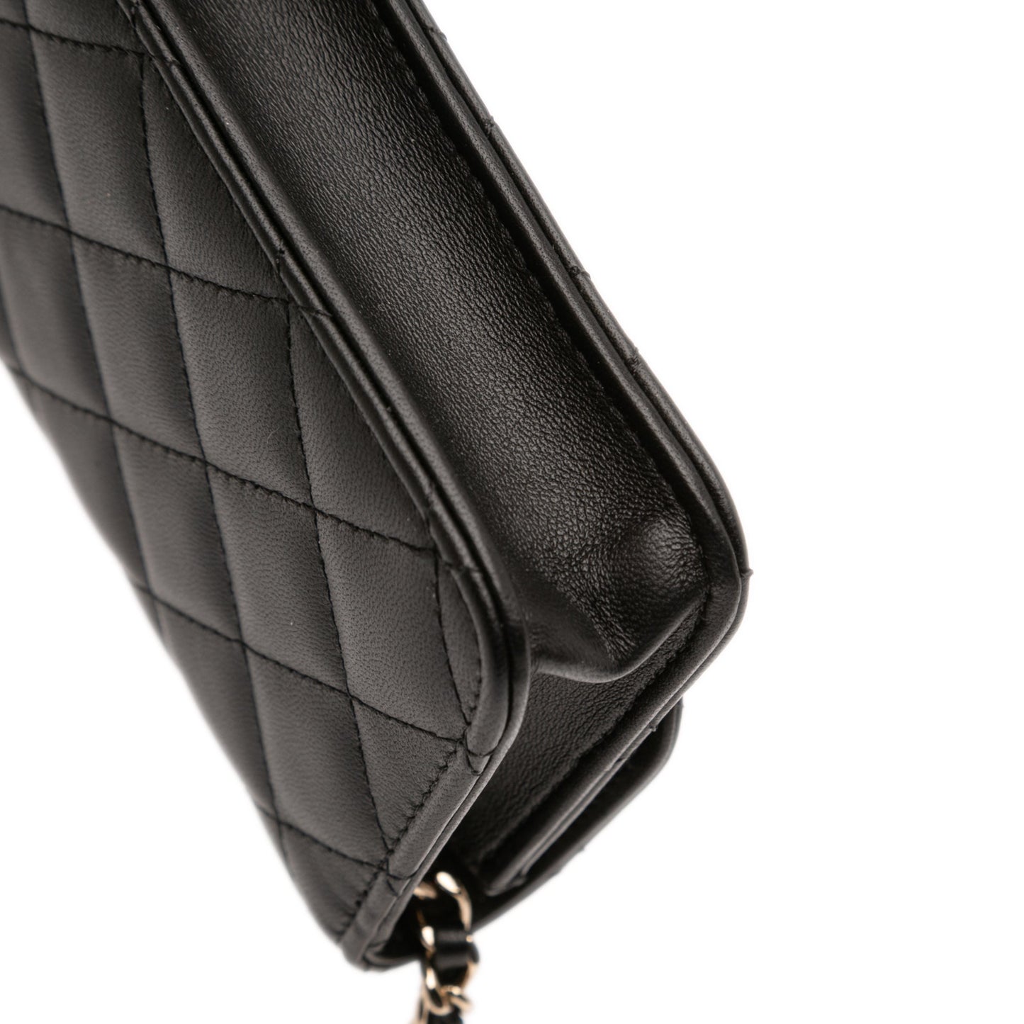 Chanel CC Quilted Lambskin Strass Clutch With Chain