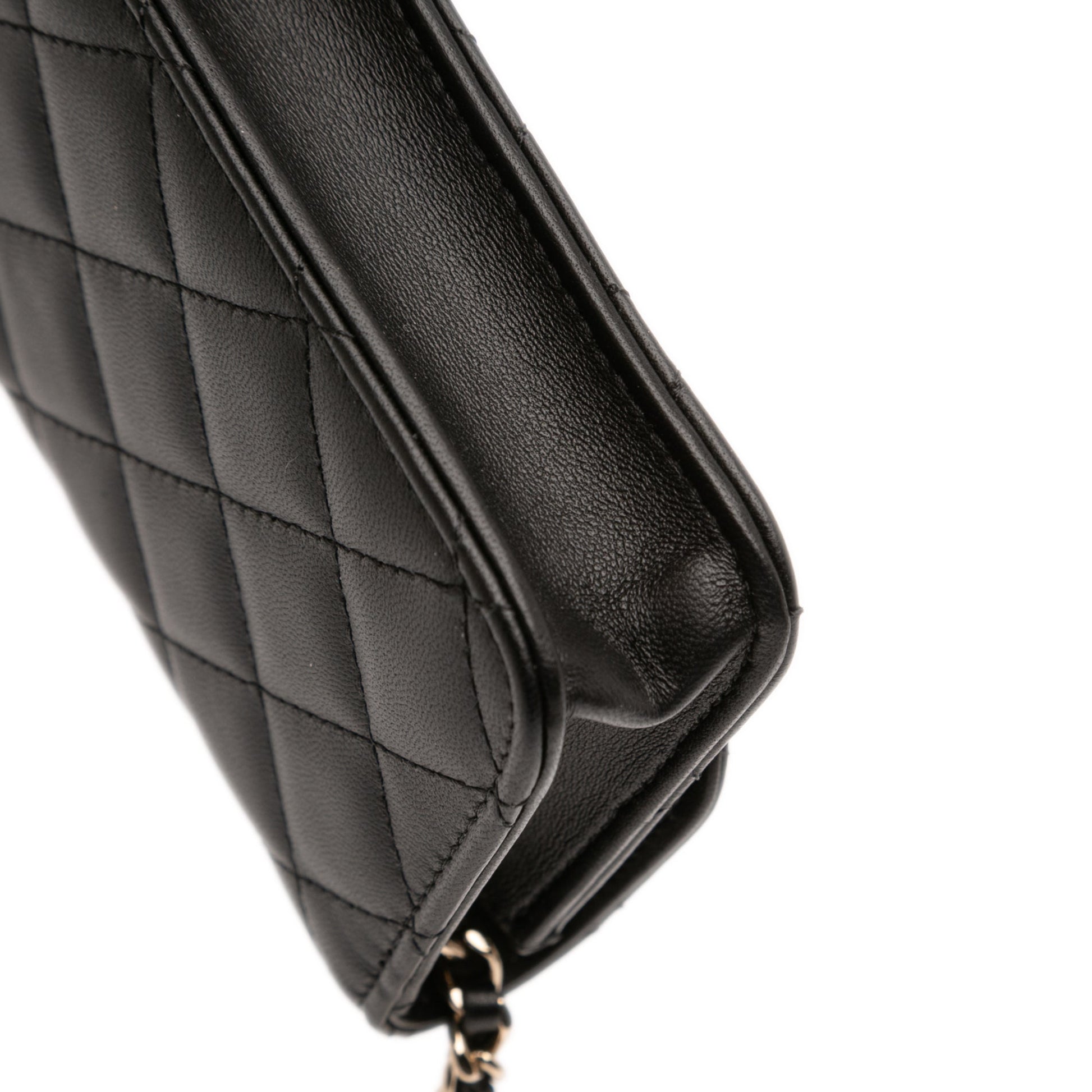 Chanel CC Quilted Lambskin Strass Clutch With Chain