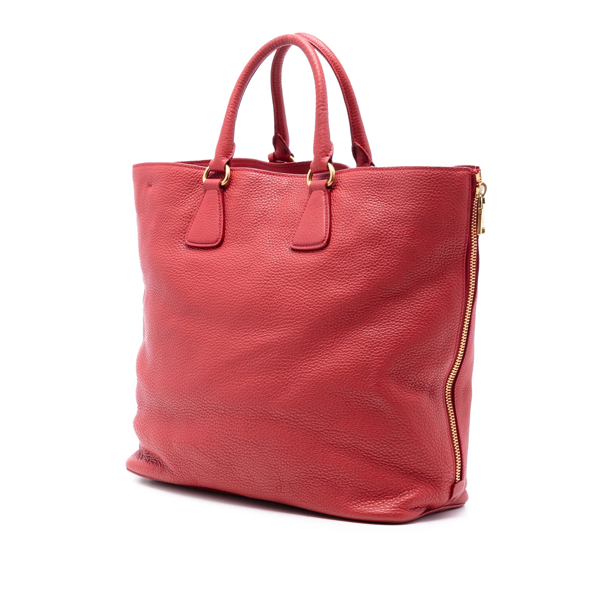 Prada Vitello Daino Side Zip Shopper Tote