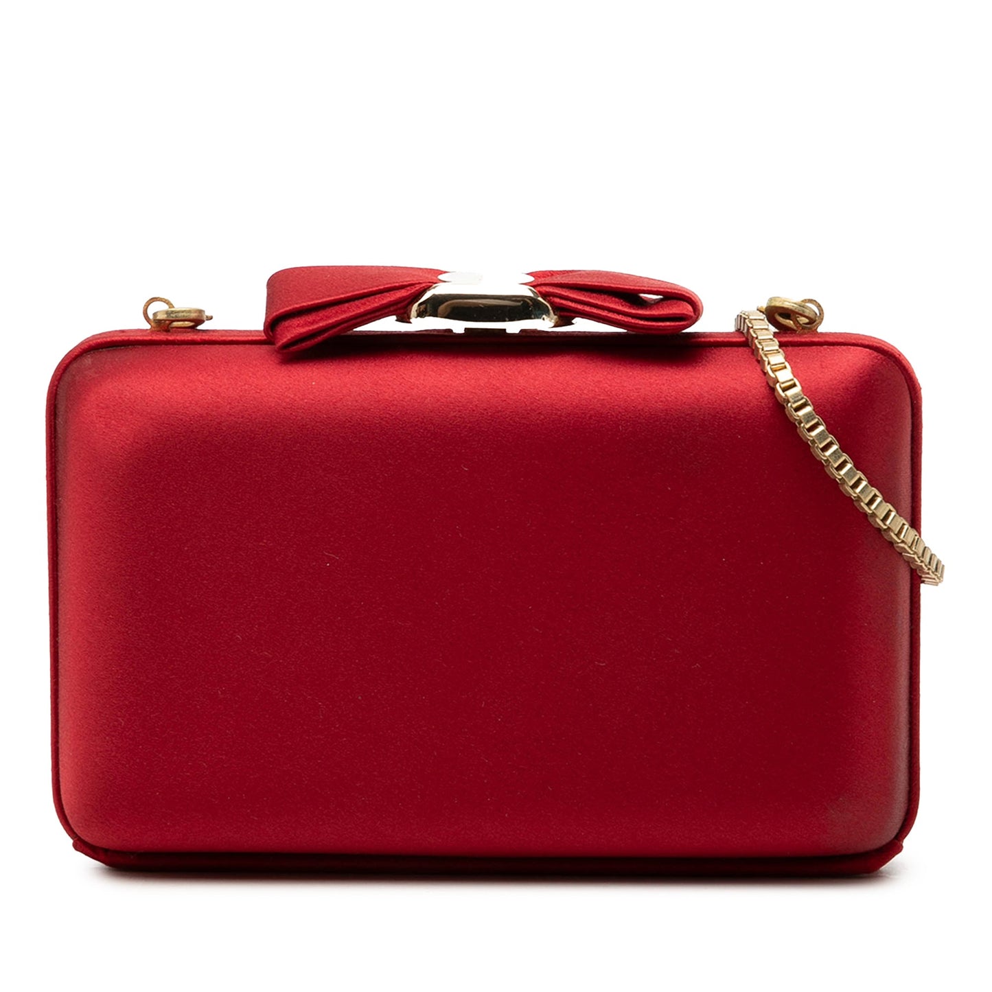 Ferragamo Satin Vara Bow Evening Clutch on Chain