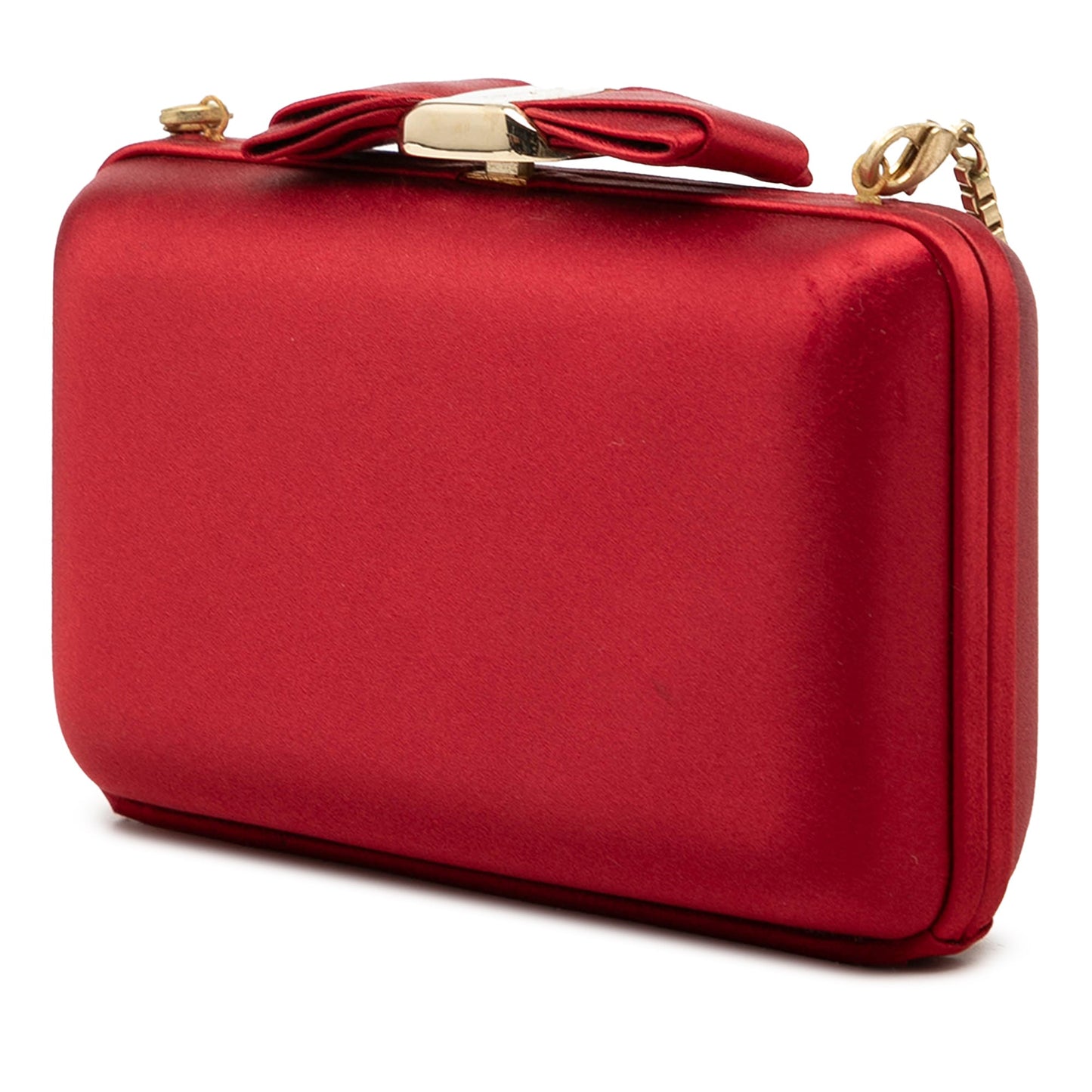 Ferragamo Satin Vara Bow Evening Clutch on Chain