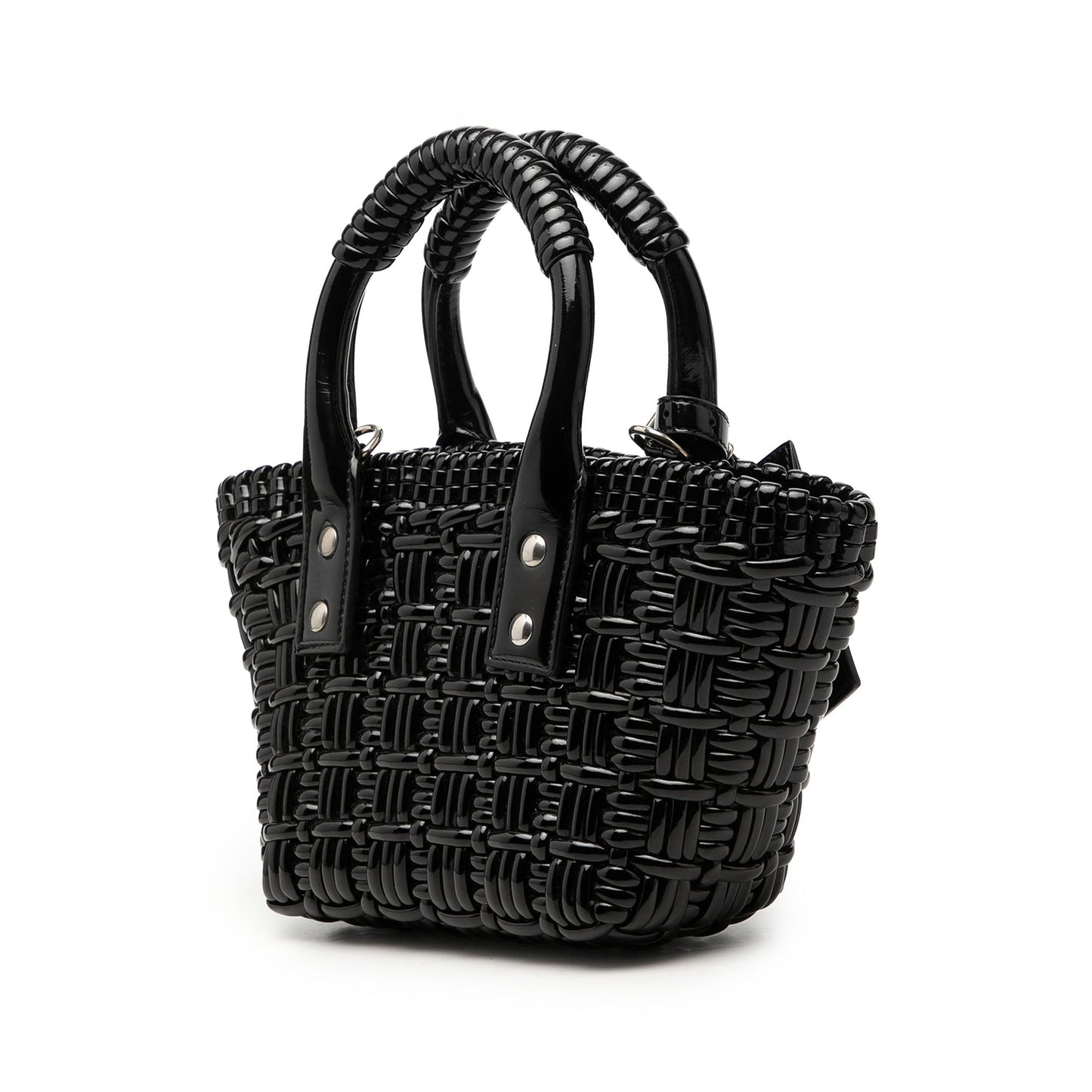 Balenciaga Faux Leather Bistro Basket Bag XXS