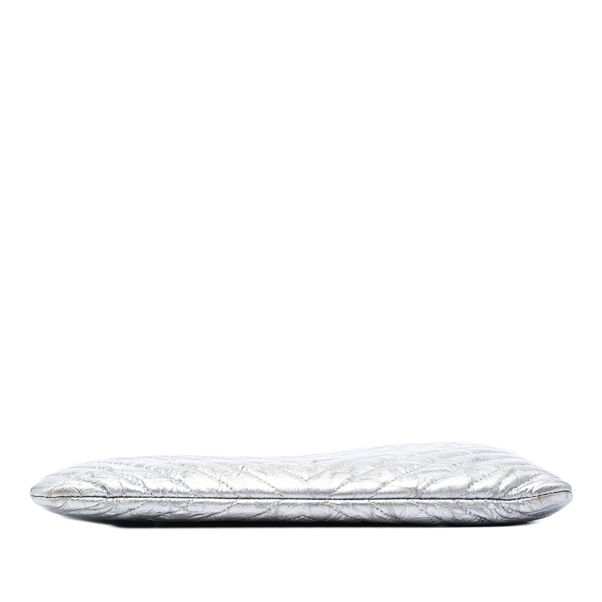 Chanel Medium Chevron Metallic Aged Calfskin O Case Clutch