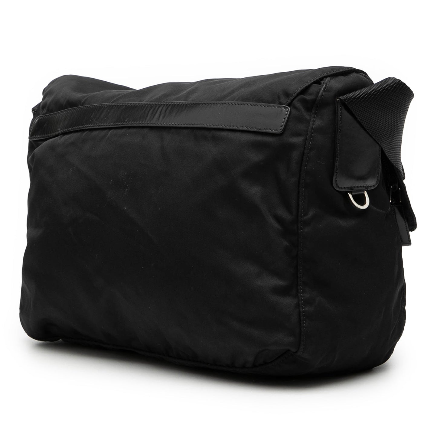 Prada Tessuto Zip Double Buckle Messenger Bag