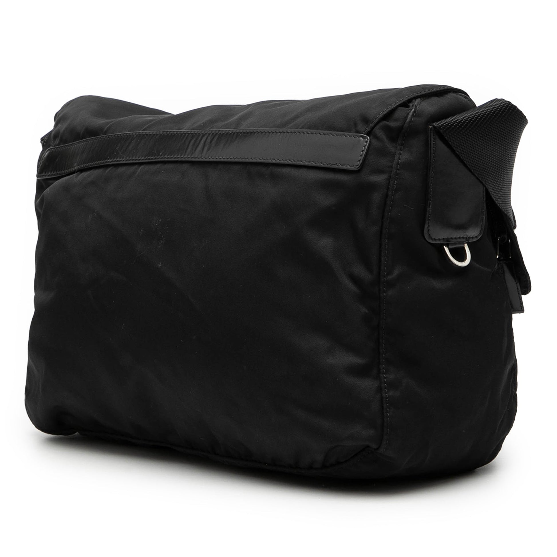 Prada Tessuto Zip Double Buckle Messenger Bag