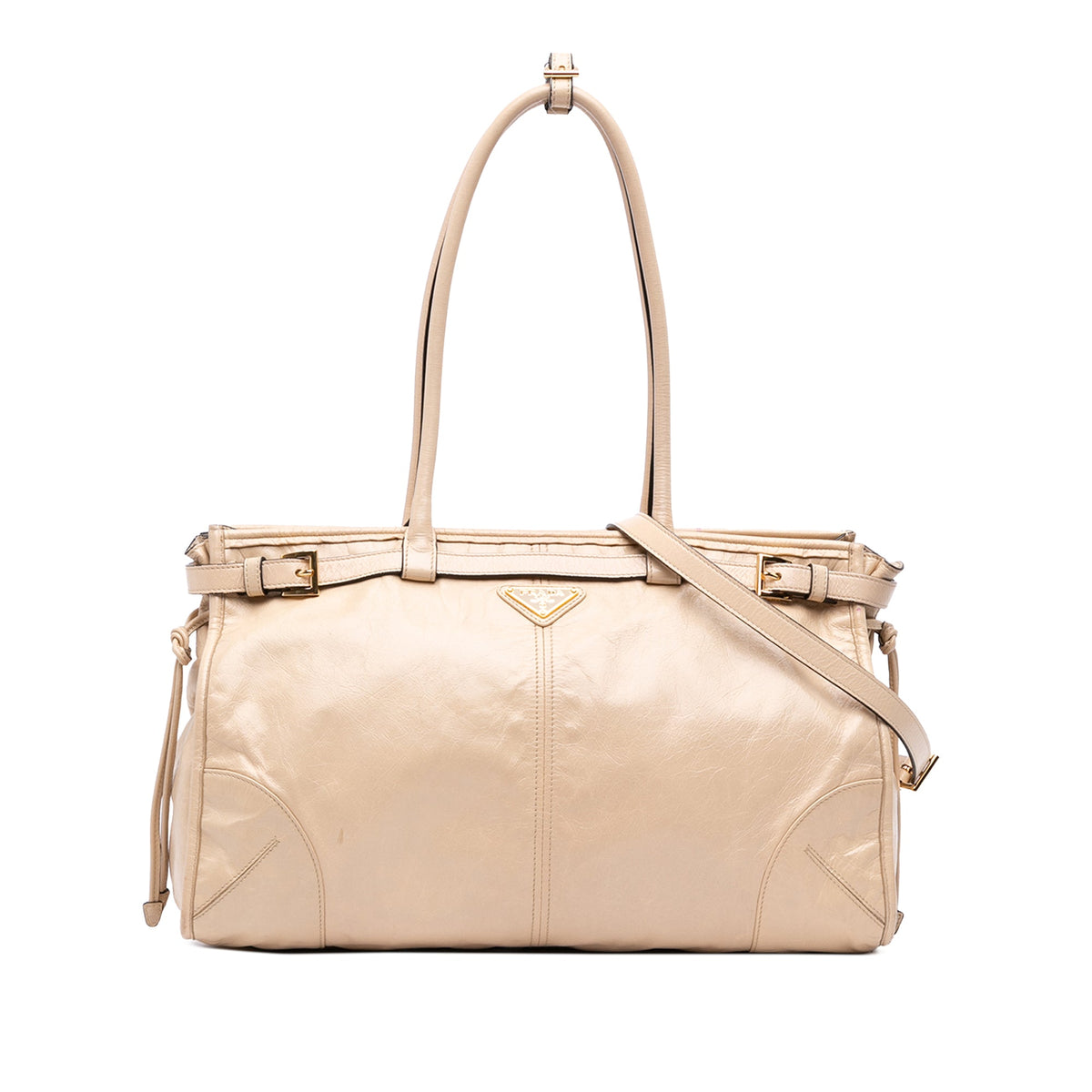 Prada Large Naplak Calfskin Bonnie Satchel — Beige