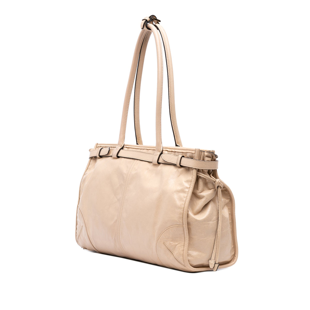 Prada Large Naplak Calfskin Bonnie Satchel — Beige