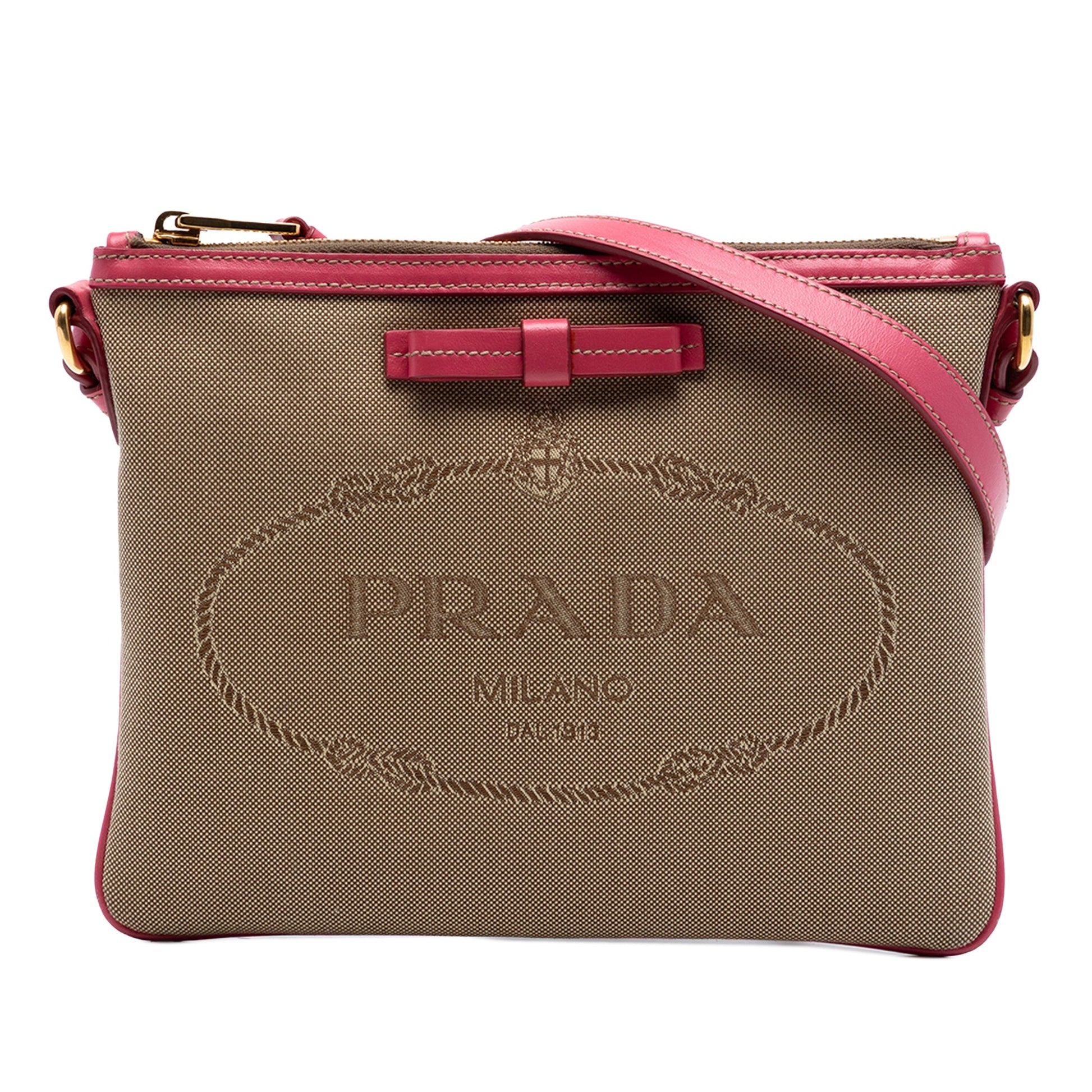 Prada Canvas Canapa Logo Bow Crossbody
