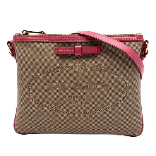 Prada Canvas Canapa Logo Bow Crossbody