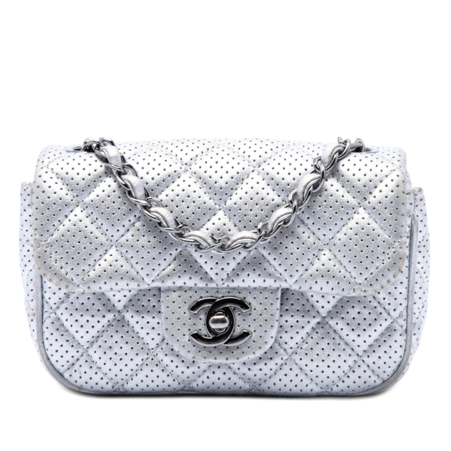 Chanel Mini Square Classic Perforated Lambskin Single Flap